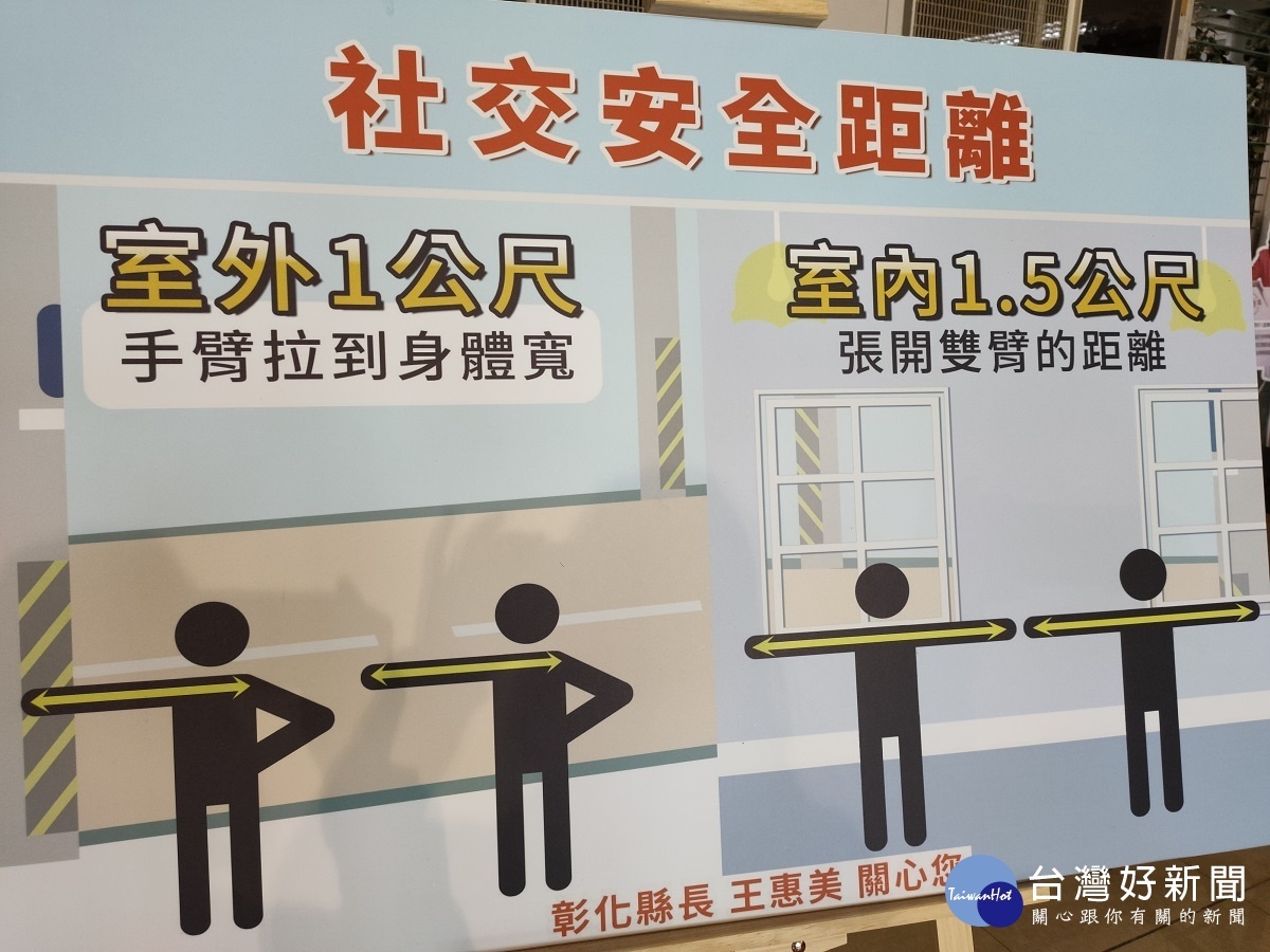 彰化縣政府自拍防疫宣導短片今日上線，宣導社交安全距離。圖／記者鄧富珍攝