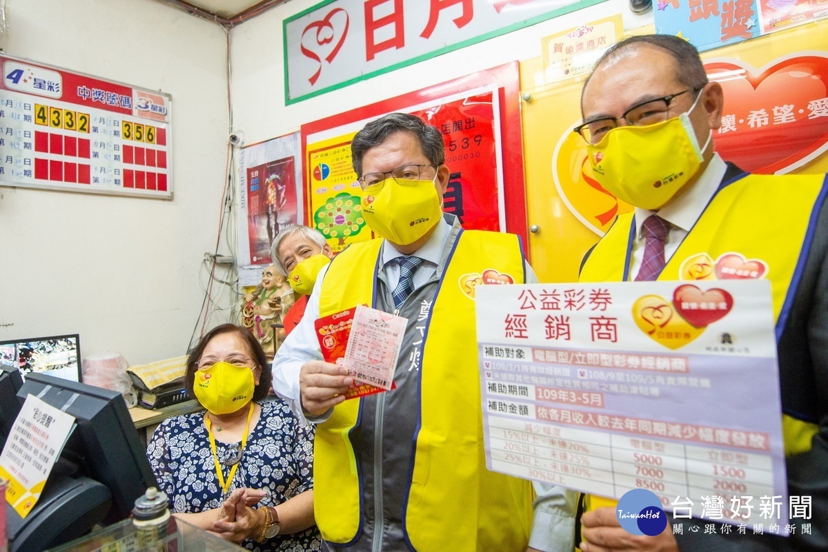 桃園鄭文燦視察桃園市109年度公益彩券經銷商防疫紓困申請及營業狀況。