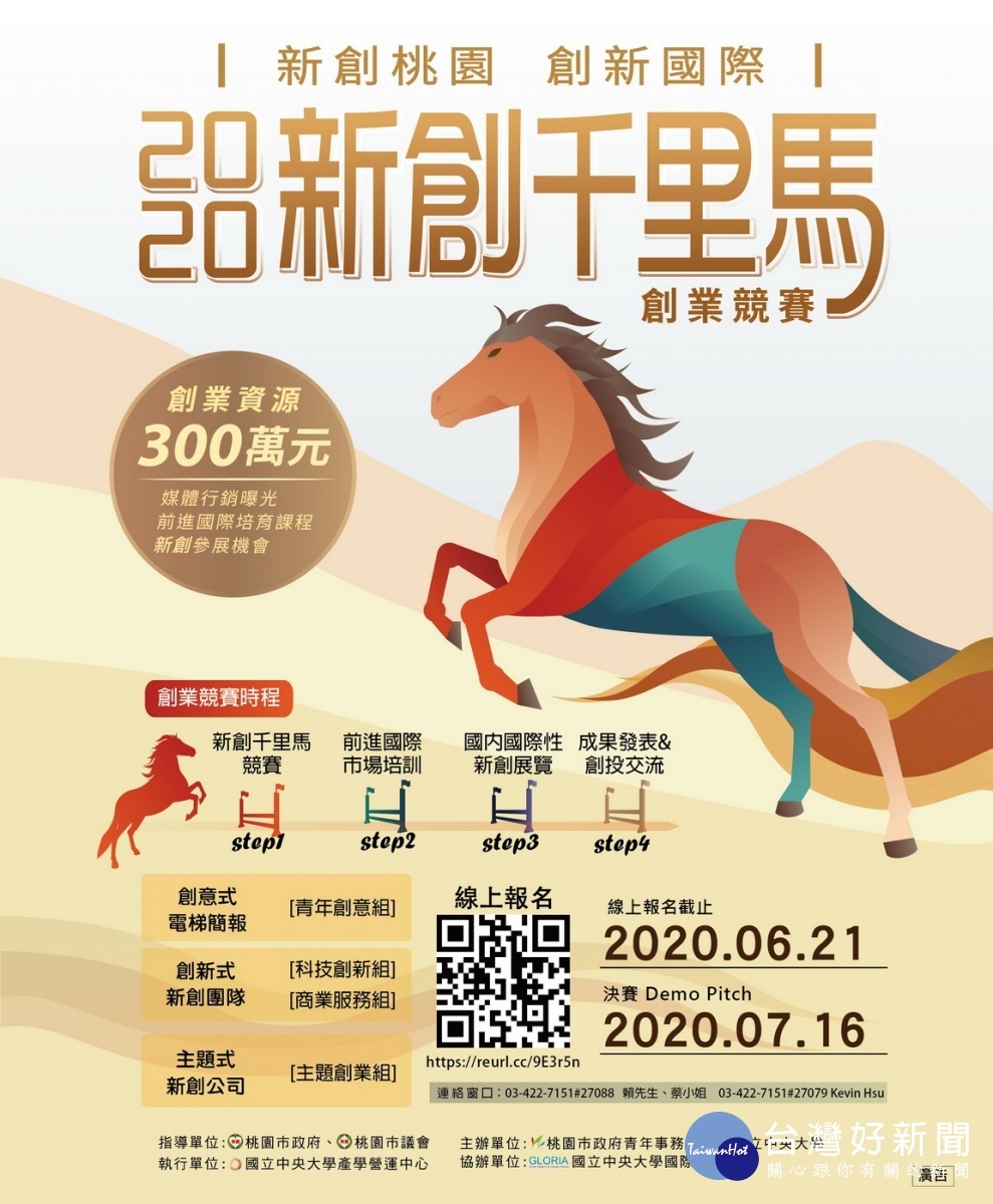 2020桃園新創千里馬創業競賽活動海報。