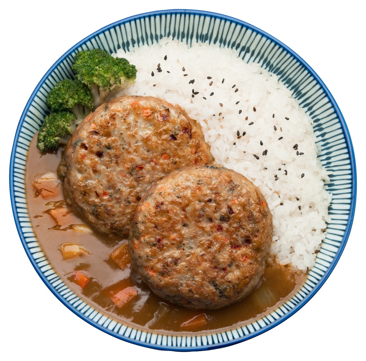 「蔬菜漢堡肉排咖哩」運用佛蒙特甜味咖哩,將小朋友不愛吃的蔬菜融入漢堡肉排中。