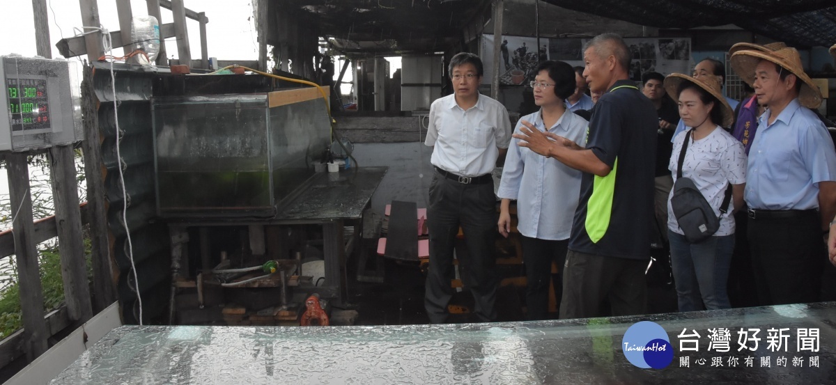縣長王惠美參訪哈哈漁場參訪水質監測。<span style=