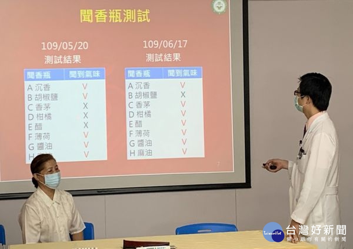呂女士歷經20年時有時無嗅覺的生活,經張益銓醫師以雷射針灸刺激耳穴嗅神經點,近年自覺嗅覺已恢復6、7成,重新迎接色香味俱全的精采人生。