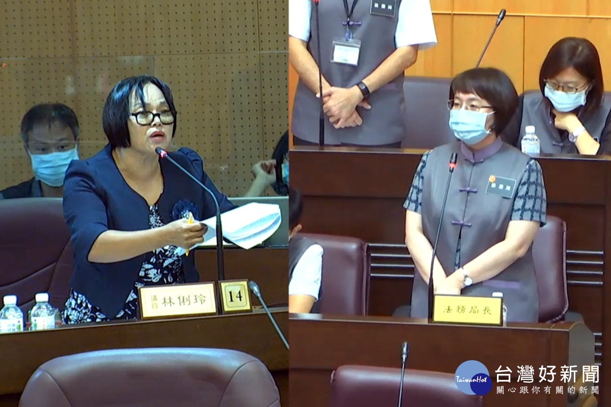 桃園市議員林俐玲質詢市府法務局長周春櫻,建議增加「法律諮詢便民服務」時數。