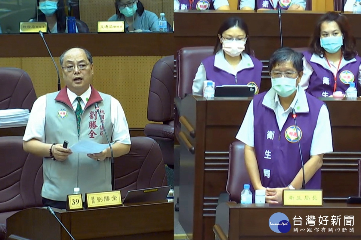 針對疫苗施打及醫療議題,桃園市議員劉勝全質詢市府衛生局長王文彥。