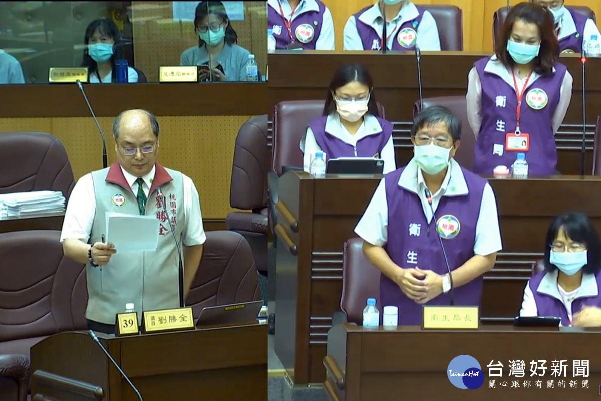 針對疫苗施打及醫療議題,桃園市議員劉勝全質詢市府衛生局長王文彥。