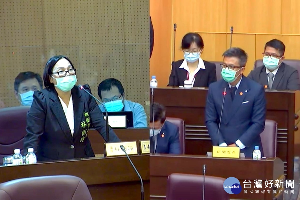 針對有線電視收視費率,桃園市議員林俐玲質詢新聞處長詹賀舜 。