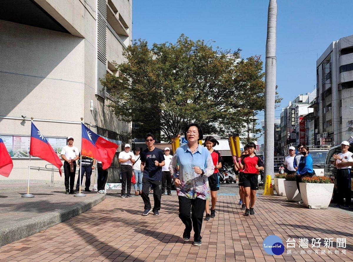 109年全民運動會聖火到彰化聖火交接。圖/記者鄧富珍攝