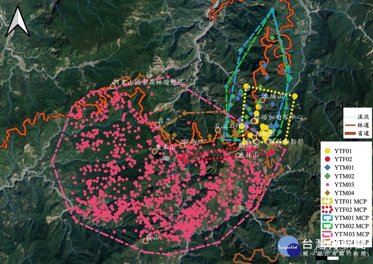 2圖片/天天（YTM03）活動點位及範圍（桃紅色）野聲環境生態顧問有限公司提供