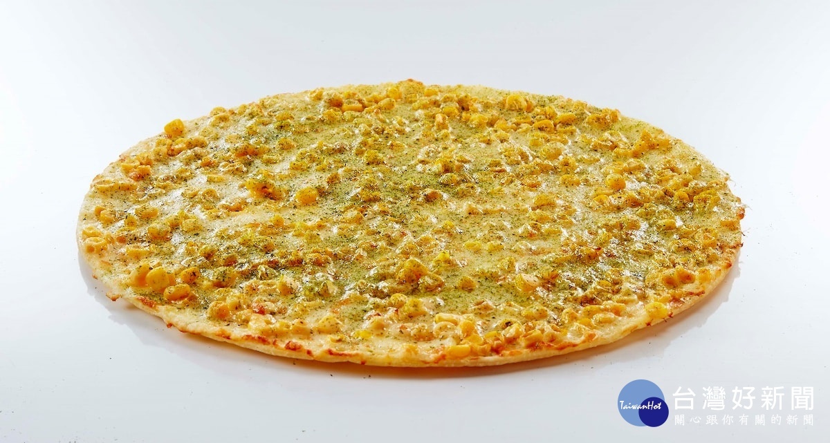 花椰餅皮大披薩，「奶油玉米」口味。