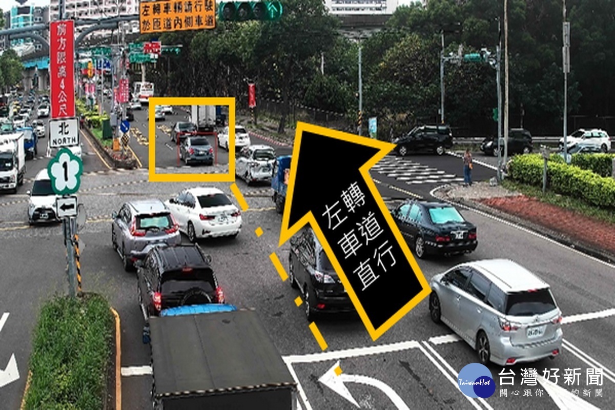 桃園市政府交通局建置科技執法設備,揪出未依標線行駛違規車輛。