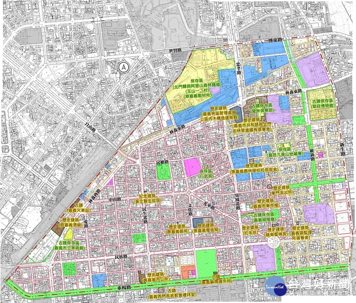 嘉義市政府公告「具人文或歷史風貌之相關區域」範圍／林詩涵翻攝