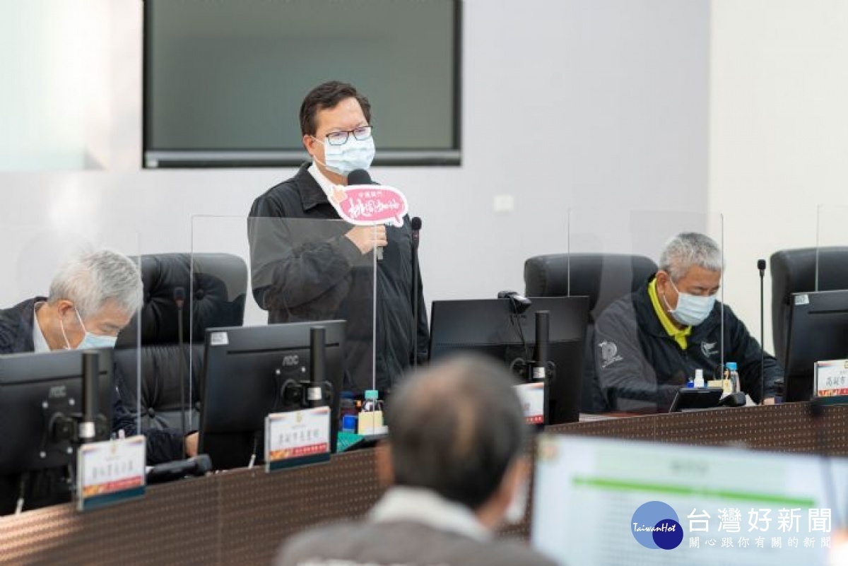 市長致詞,勉勵市府團隊將按部就班做好每個防疫環節