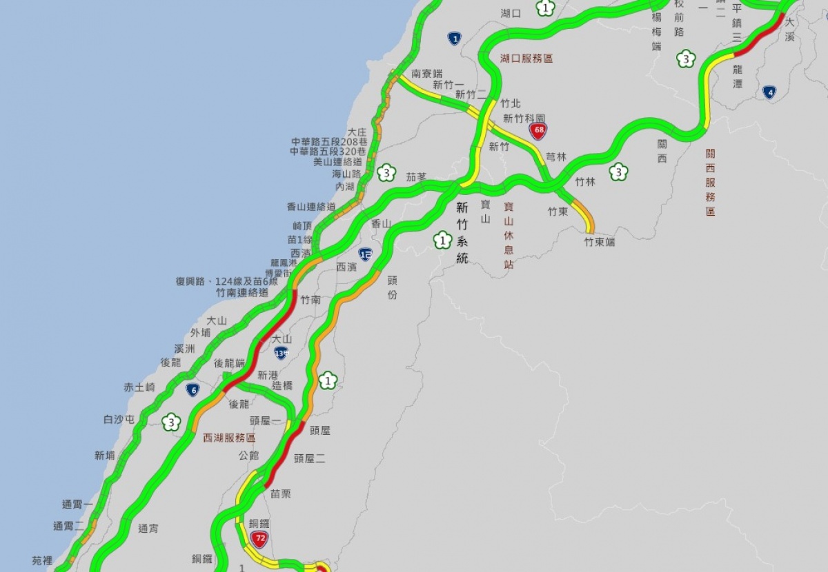 (圖/翻攝自高公局即時路況)