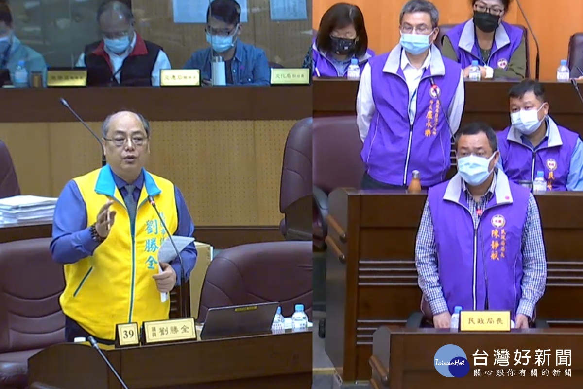 針對大南興地區公設嚴重不足,桃園市議員劉勝全質詢市府民政局長陳靜航。