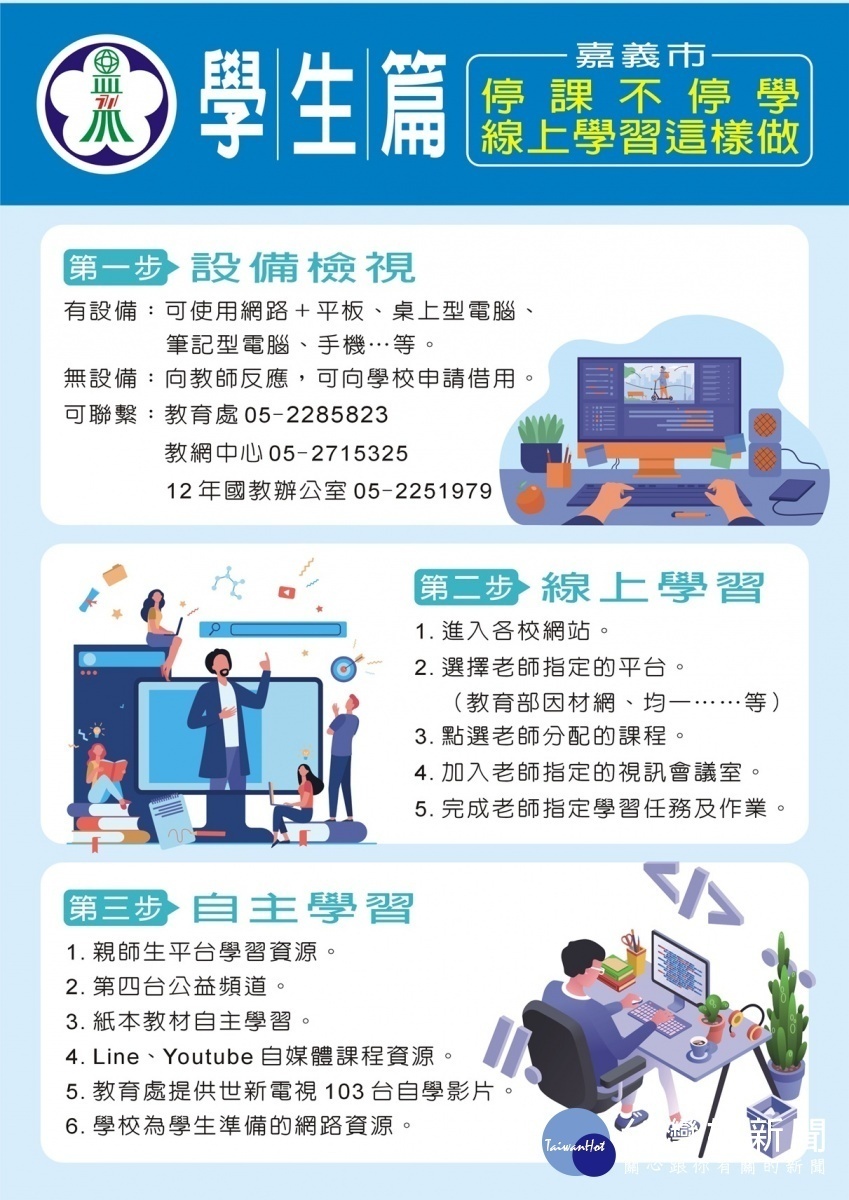 嘉義市製作圖卡引導學生操作線上學習專區/陳致愷翻攝