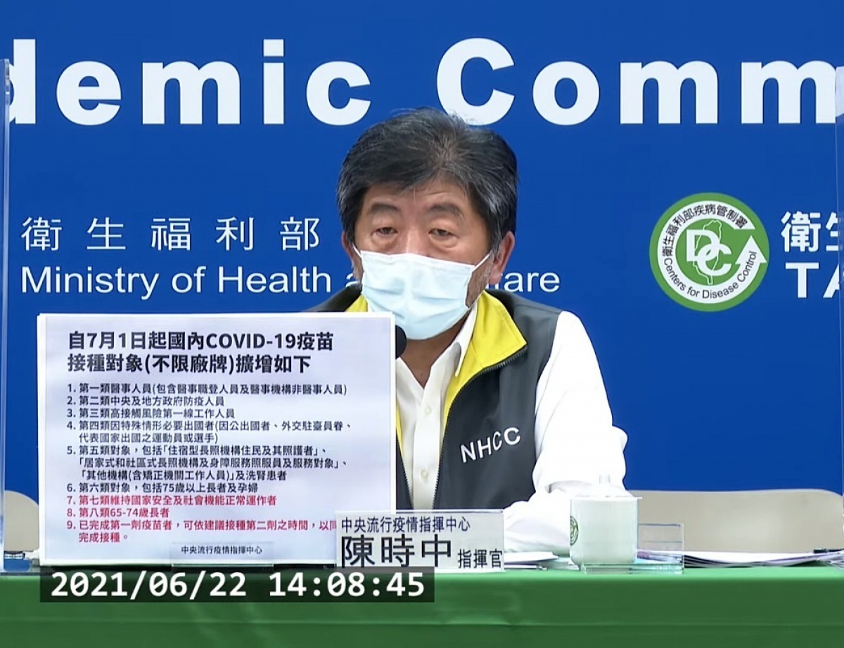 中央流行疫情指揮中心宣布,自7月1日(週四)起,將向下開放公費疫苗接種對象至第8類,同時也調整「維持國家安全及社會機能正常運作者」對象,將全台灣郵差、台鐵/高鐵工作人員、北北基桃司機與外送員,皆納入第7類,意即上述從業人員最快自7月1日起就能打到公費新冠疫苗。(圖/衛福部疾管署YouTube)