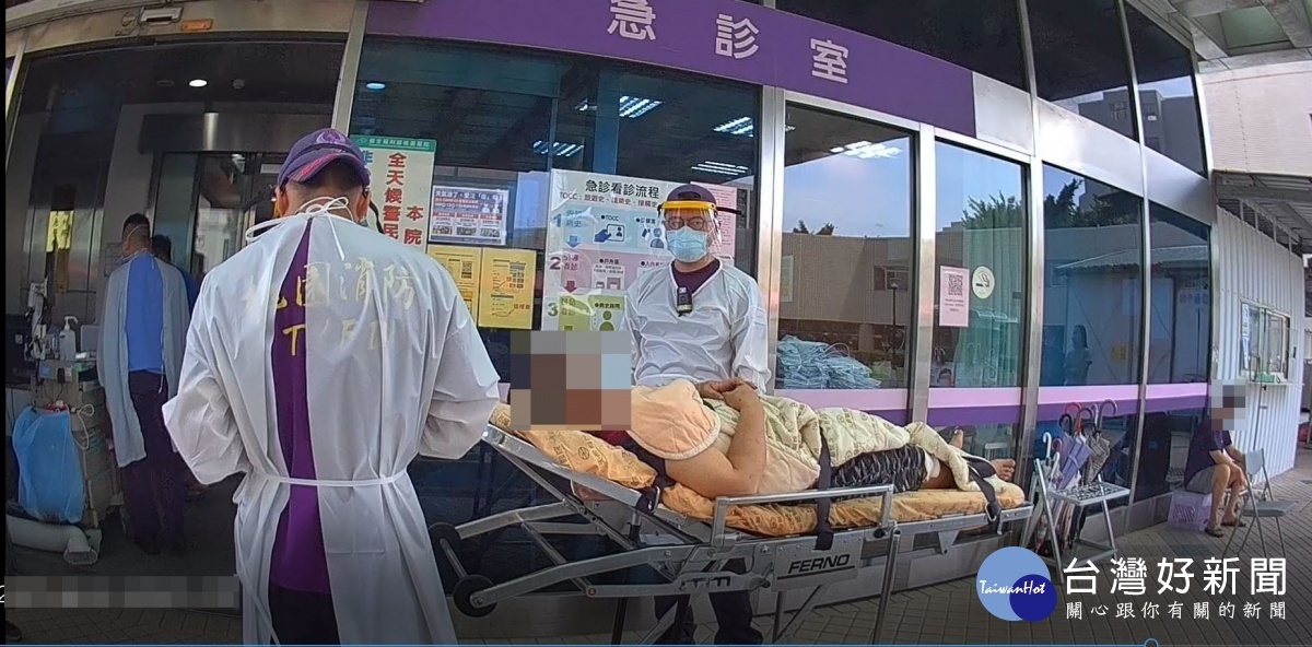 救護人員到場協助,送往部立桃園醫院救治