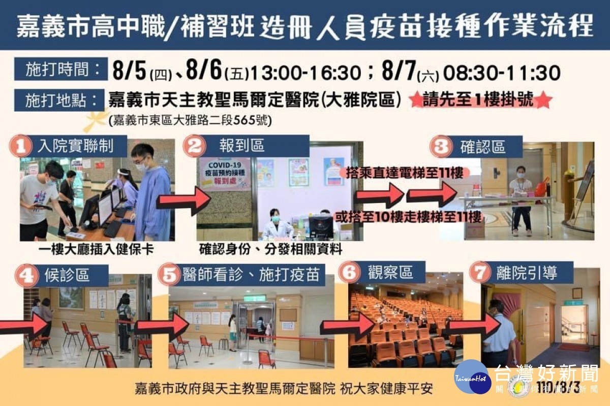 嘉市高中職及補習班教職員明起3天施打疫苗／陳致愷翻攝