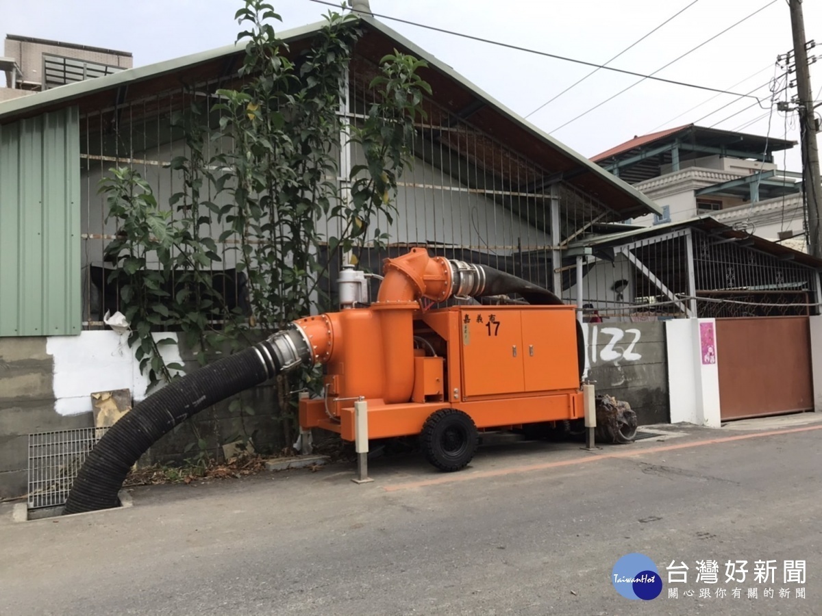 嘉義市府工務處已完成大型移動式抽水機佈設／陳致愷翻攝