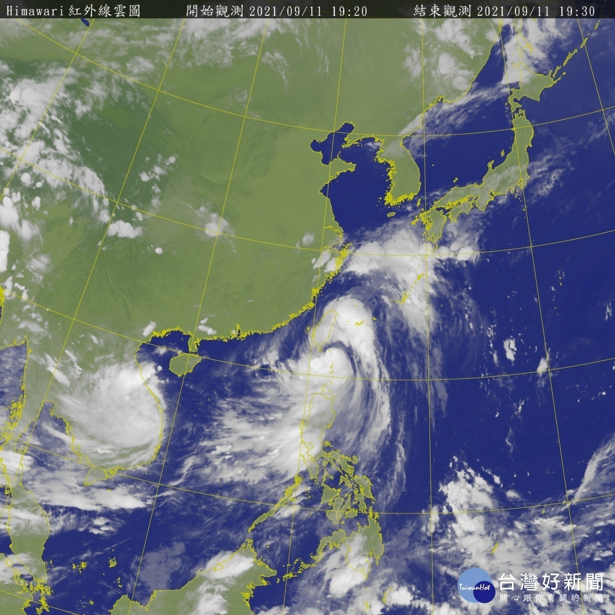 今(11)日晚間7點20分颱風衛星雲圖/李光揚翻攝